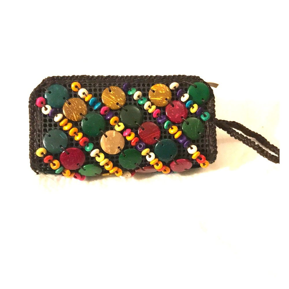Colorful coconut shell multi colored wristlet
